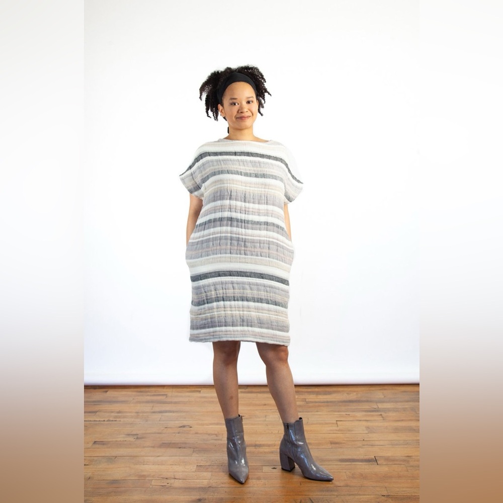 ODEYALO indie Montreal designer striped linen blend dress; size XS/S